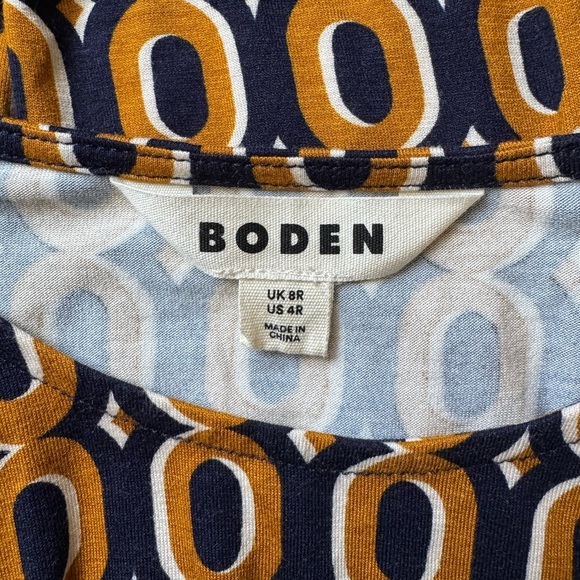 Boden Thea Short Sleeve Jersey Dress in Ochre Chain Size 4 - Picture 8 of 10